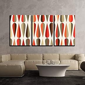 Retro Style Seamless Pattern - Canvas Art Wall Art - 16"x24"x3 Panels