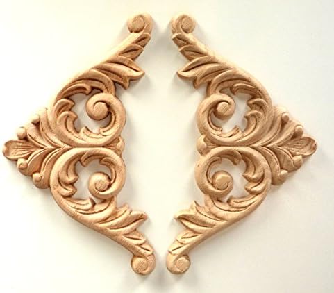 5-1/8" X 5-1/8" X 3/8"TH Hand Carved Red Oak Corner Onlay Applique Corbel (Pair)