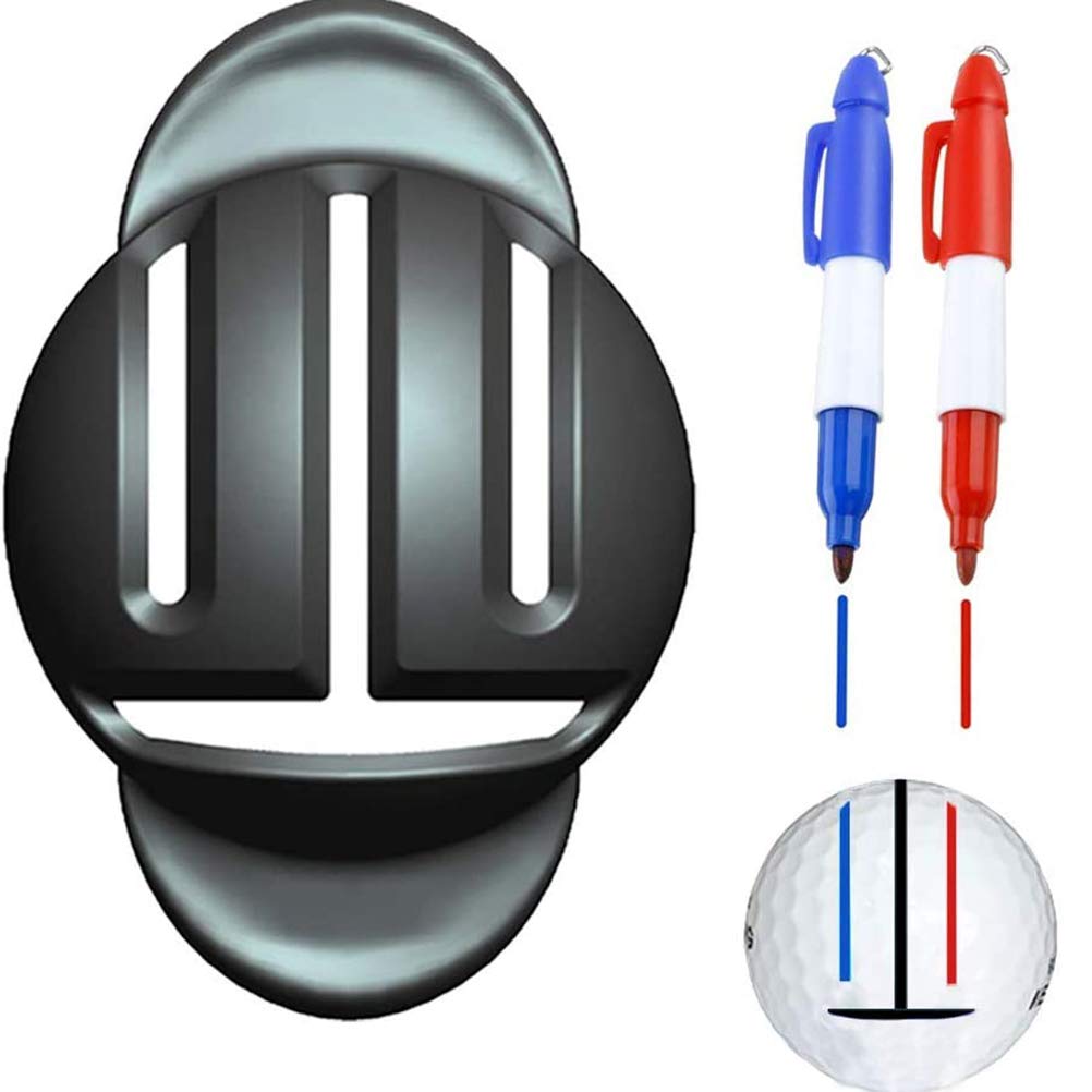 tairong Golf Ball Line Liner with 2 Marker Pens Golf Ball Liners Marker Tool Golf Ball Drawing Alignment Putting Tool Easy Operation