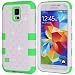Galaxy S5 Case, KAMII 3 Layers Verge Hybrid Soft Silicone Hard Plastic Triple Quakeproof Drop Resistance Protective Case Cover for Samsung Galaxy S5 (White Green)