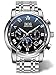 BOS Men's Quartz Analog Wrist Watch Chronograph Stainless Steel Band Black 8006