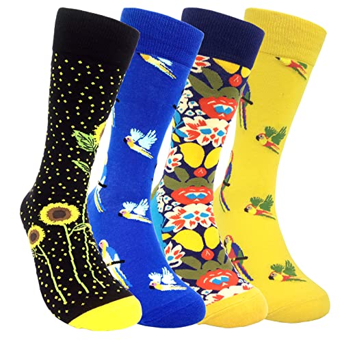HSELL Womens Novelty Socks with Colorful Flower Design Fancy Gift for Mom Lady Breathable Cotton Socks for Daily Wear