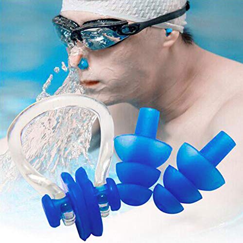 MINBB Nose Clip Earplug Swimming Supplies Set, Swiming Surfing Ear Nose Anti-Water Equipment,Soft Silicone Material, 6 Sets, Random Color