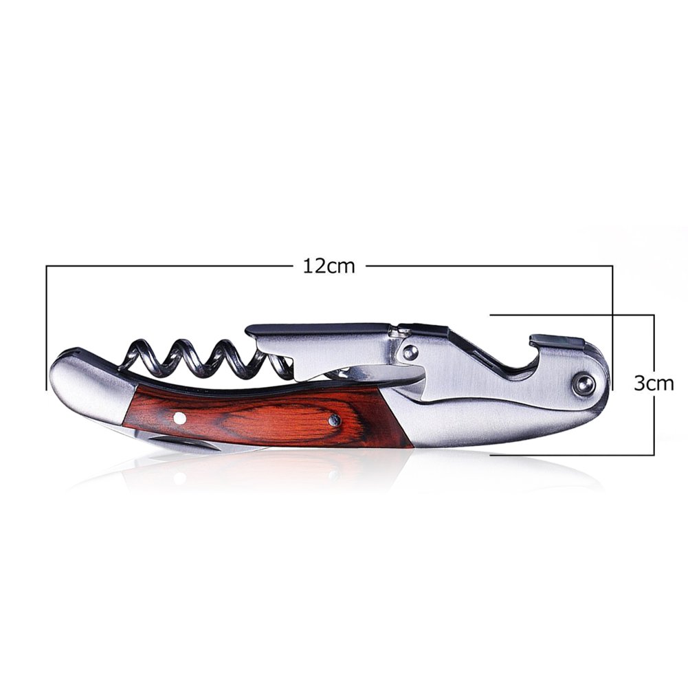 Wine Beer Bottle Opener, Shsyue Waiters Corkscrews and Foil Cutter All-in-one Corkscrew with Natural Rosewood Handle