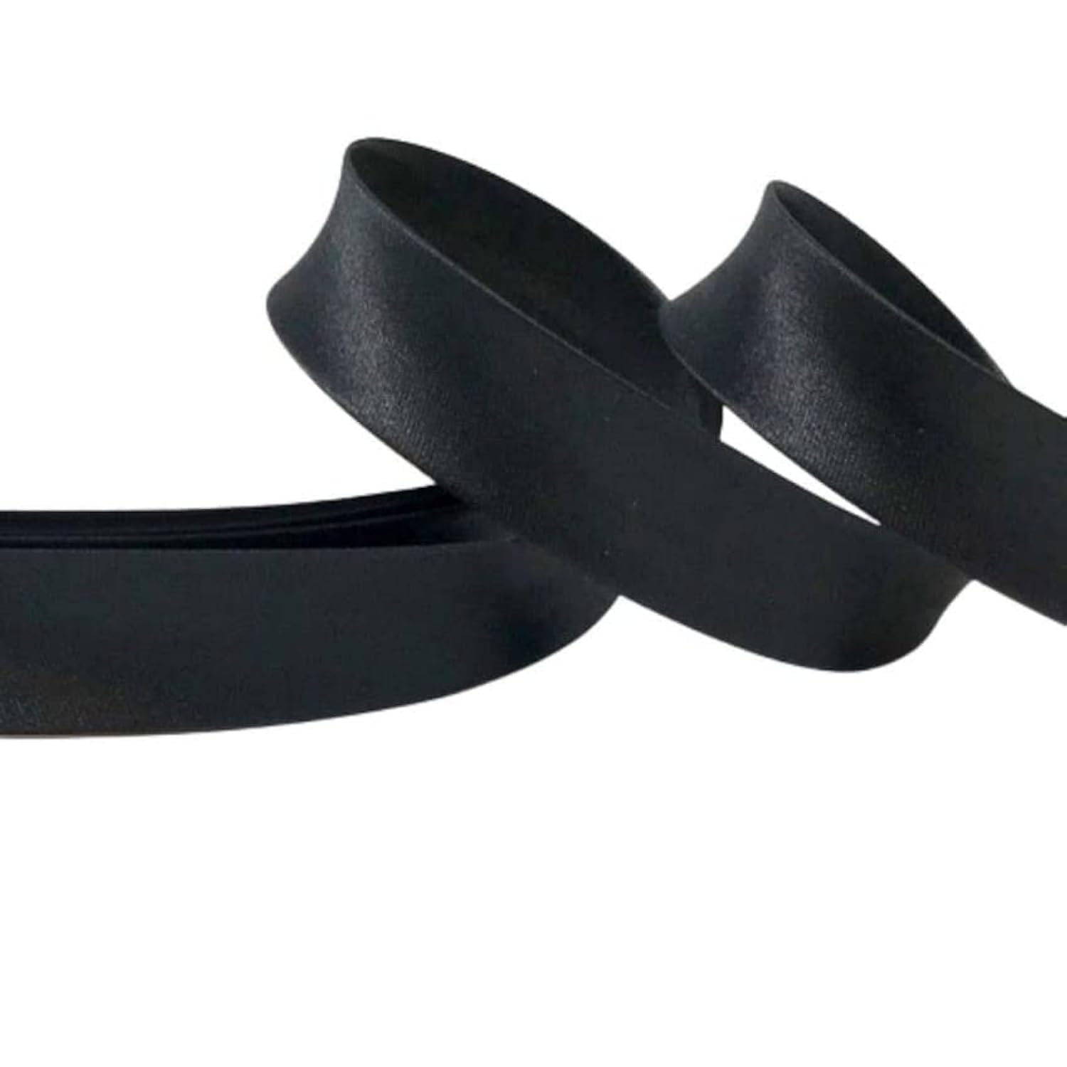Plush Addict Single Fold Satin Bias Binding Tape for Sewing, Edging, Stitching, Hemming, Trimmings, Accessories, Outfits and Crafts - Black - 18mm Wide x 5 Metre
