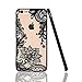 iPhone 6 Plus Case,iPhone 6s Plus Case,HUIYCUU Totem Henna Lace Flower Slim Fit Case Soft Bumper Border Matte Hard Back Cover Girls Paisley Datura Design for iPhone 6 / 6S Plus 5.5 inch,Black Mandala