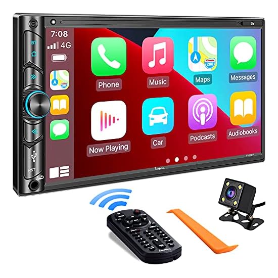 Double Din Car Stereo Compatible with Voice Control Apple Carplay 7