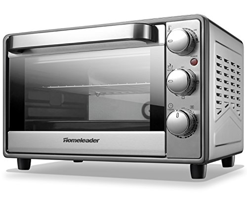 Click Here to See More Images Homeleader Toaster Oven Fits 6-Slice Bread/12-Inch Pizza, Contertop Oven with Convection/Toast/Bake/Broil Function, Includes Bake Pan/Broil Rack&Tray Handle, Stainless Steel