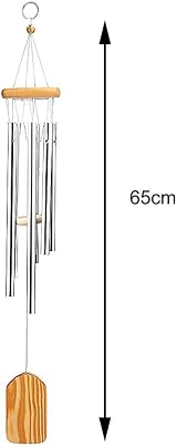 nuoshen Wind Chime Garden Wind Chimes Outdoor Indoor 65cm Silver view 3