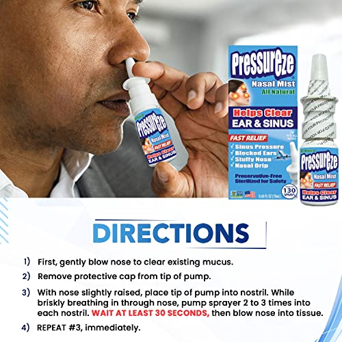 Pressureze Nasal Spray All Natural PreservativeFree Sterile Fast