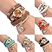 Women's Fashion Rhinstone Faux Leather Wrap Bracelet Quartz Watch with Heart Pendant (Black01)