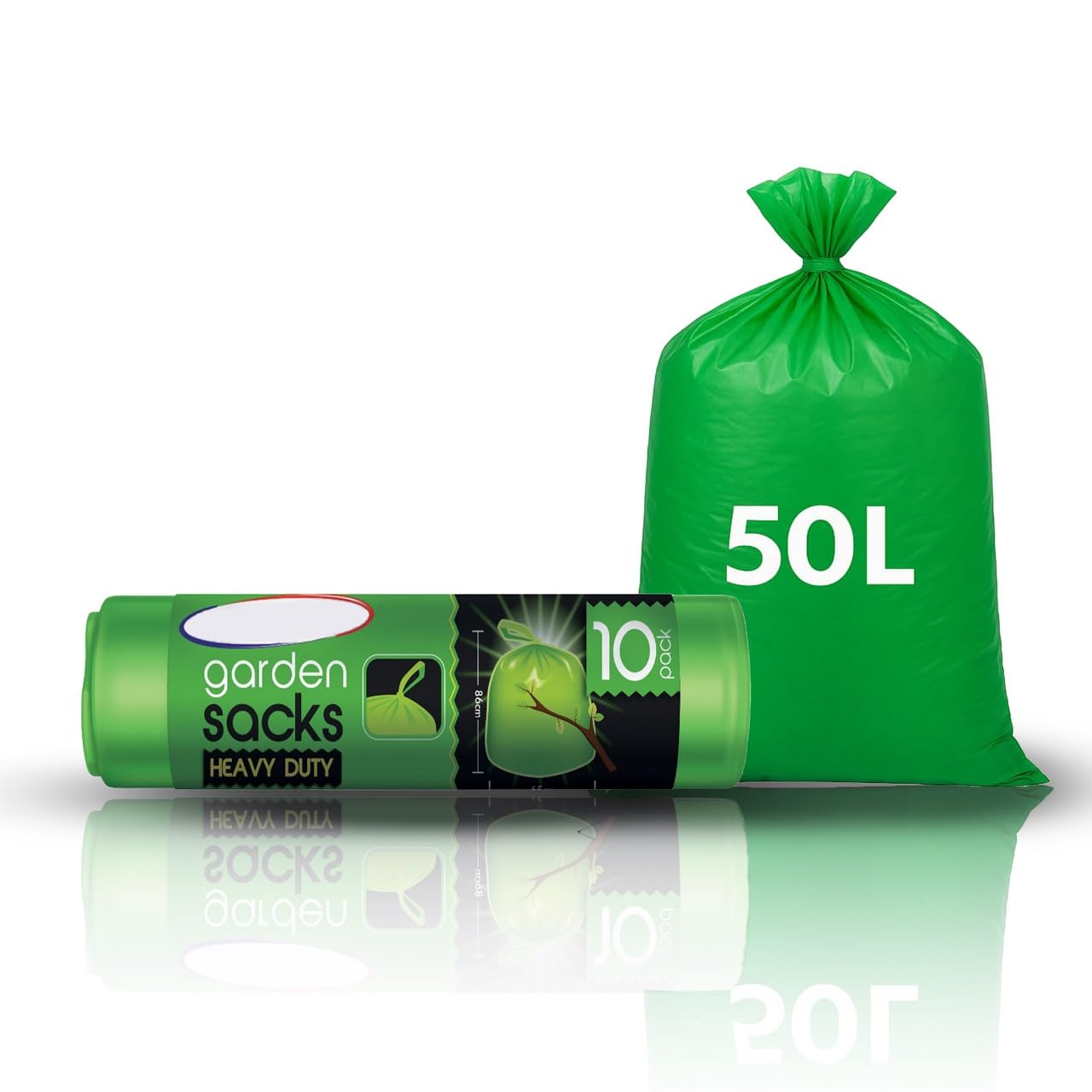 Garden Waste Bags Heavy Duty Bin Liners Refuse Sack Bags With tie Handle Gardening Bag Ideal For Collecting Debris Such As Leaves Weeds And Shrub Clippings In Size 50L 72X120CM (green (PACK OF 10))