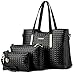 Vincico Women 3 Piece Tote Bag Pu Leather Weave Handbag Shoulder Purse Bags