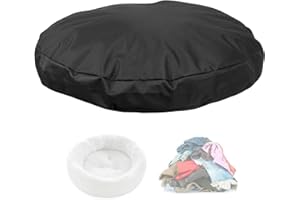 SELUGOVE Round Dog Bed Replacement Cover 36D × 4H Inches Washable Black Thickened Waterproof Oxford Fabric with Handle and Zipper Reusable Dog Bed Liner for Small to Medium 25-35 Lbs Puppy