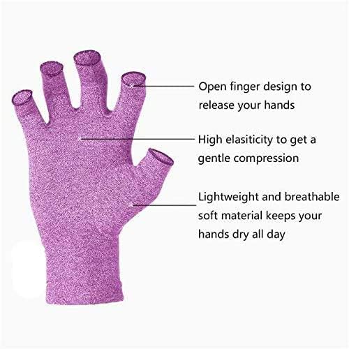 SUPERFA 2 works Compression Gloves for Women and Men Bamboo Arthritis Fingerless Gloves for Pain Relief, Purple, S (4 Count) - Image 3