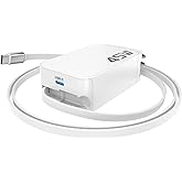 Retractable Wall Charger, 45W PD Fast USB C Charging Block with Retractable Type-C Cable, 45W Travel Charger Fast Charging Foldable Plug Adapter with for iPhone 16/15 Pro Max, iPad Pro, Galaxy, Pixel