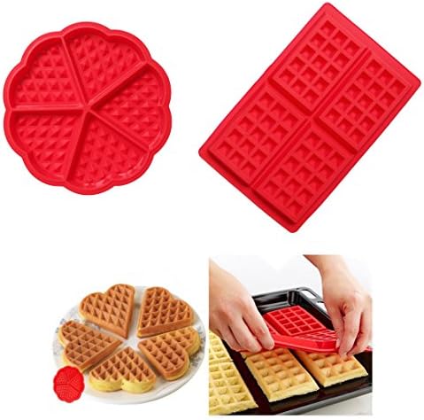 Rainten Silicone Waffle Maker Mold Cake Chocolate Craft Candy Soap Baking Mold Set of 2PCS