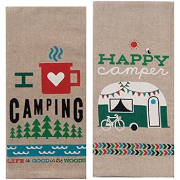 Kay Dee Designs Camping Adventures Chambray Towel Set - One Each Happy Camper & I Heart Camping