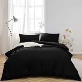 MOONLIGHT20015 Double Duvet Cover Set Black Solid Soft Duvet Cover 2 Pillowcases view 3
