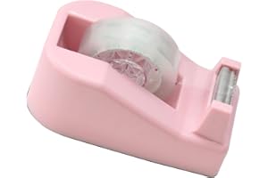 Amogato Cute Tape Dispenser Desk Non-Skid Base with 1 Roll 0.5" X 33 YdsOffice Tape - Home Office Supplies Fun Desk Accessories Office Tape Dispensers, Makaron Pink