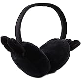 Peecabe Winter Kids Earmuffs Warm Girl Ear Muffs For Toddler Kid Children Earmuff with Cat Ears Girls Ear Warmer (Black Bunny)