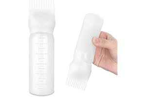 Bunrod Root Comb Bottle Applicator 6 Ounce, Oil Applicator for Hair Dye Hair Oiling Applicator with Graduated Scale (White)