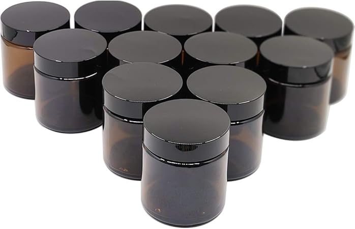 Amazon Co Jp 1ml 黒蓋クリームバームジャー ハンドクリーム容器クリームケース 詰め替えボトル クリーム用容器 遮光瓶 アロマクリーム ハンドクリーム ガラス製遮光罐 ガラス瓶 小分け容器 化粧ポットクリームボトル 12個セット 茶色 ビューティー
