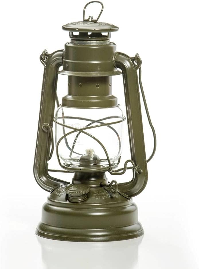 Oil Lamps & Accessories - Feuerhand Outdoor Kerosene Fuel Lantern, Baby Special 276 Galvanized Hurricane Lamp for Camping or Patio, 10 Inches, Olive Green