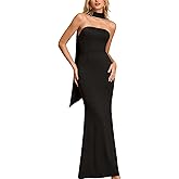 GLNEGE Women's Bodycon Formal Wedding Guest Maxi Dresses with Scarf Summer Strapless Elegant Cocktail Party Dress 2025