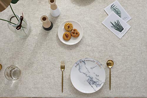 Dedoot Table Cloth, Rectangle Tablecloth with Tassels 55x70 Inch Heavy Weight Cotton Linen Tablecloth Decorative Dinner Tablecloth Dust-Proof Table Cover for Wedding Picnic Party Tabletop Decor