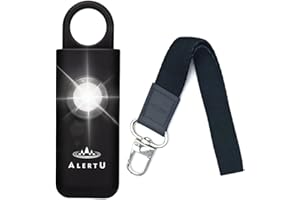 SOUTHSIDE BRANDS ALERTU Personal Safety Birdie Alarm with Wrist Lanyard - Police Recommended 130 dB Protection Siren, Strobe LED Light - Air Travel Approved - Pocket Size - U.S.Company (Blk-Blk)