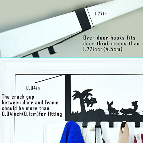 Over The Door Hook 2pcs Coat Hanger Rack Organizer, Black Heavy Duty 8 Hangers Heavy Duty Organizer for Coat Clothes Towels Bag Robes Ties Hats Scarves