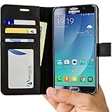 Note 5 Case, Abacus24-7 Samsung Galaxy Note 5 Wallet with Flip Cover and Stand, Black