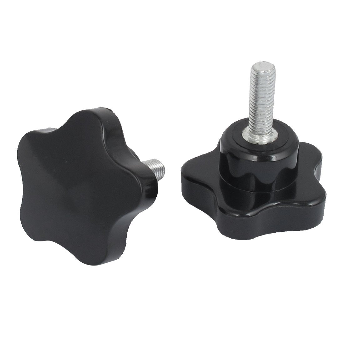 Sourcingmap a15072100ux0159 50 mm Star Head M8x25 mm Male Thread Screw on Clamping Knob Black (Pack of 2)