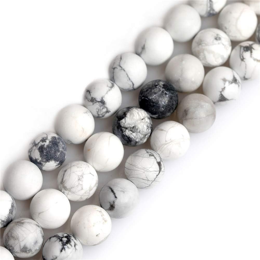 SHGbeads 10mm Frost Matte White Howlite Jasper Semi Precious Gemstone Round Loose Beads for Jewellery Making DIY Handmade Craft Supplies 15"