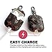 JANSAE Designer Leather Case for Airpods with Keychain, Luxury Classic Protect Case Kits Accessories Compatible with Airpod Charging Case Cover 1st / 2nd (Brown Flower)