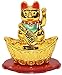 M.V. Trading Japanese Maneki Neko Fortune Cat Lucky Solar Powered Lucky Waving Arm Cat Sitting On Gold Bar, Gold, 5-Inches