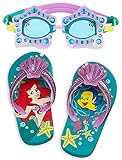 Disney Store Ariel The Little Mermaid Flip Flop Sandals and Swim Goggles Set