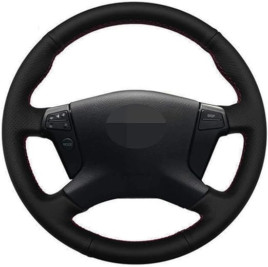 MPOQZI Black leather car Steering Wheel Cover,Fit For Toyota Land