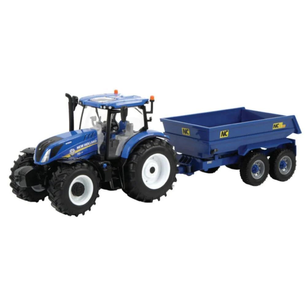 New Holland T6 Tractor With Trailer Playset, Collectable Toy Compatible With 1:32 Scale Farm Animals and Toys, Suitable for Children Age 3+, Red