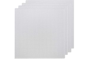 SlabDreamLab 12"X12" Baseplate for All Major Building Bricks and Blocks (White, 4-Pack)