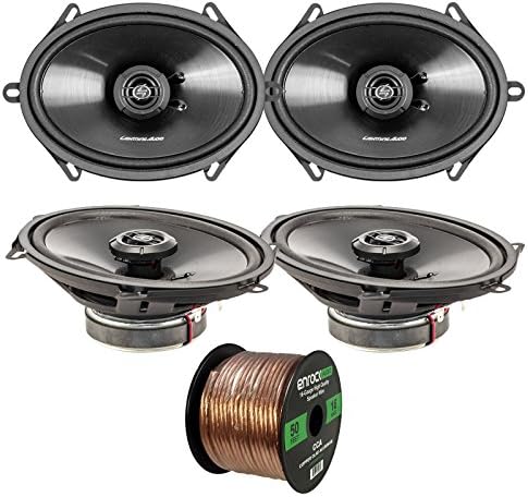 Car Speaker Package Of 2 Pairs of Lightning Audio by Rockford Fosgate L57 5x7-Inch 3-Way 70-Watt Black Full Range 4 OHM Car Coaxial Speakers Bundle Combo With Enrock 50 Foot 16 Gauge Speaker Wire
