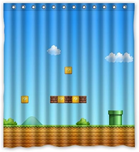 Super Mario Game Funny Waterproof Shower Curtain 66"(w) x 72"(h)
