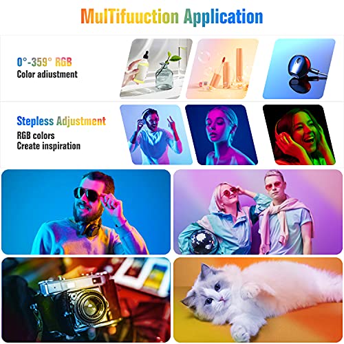 Vanpaga RGB LED Video Lights Atmosphere lamp, Magnetic LED Camera Lights 360° Full Color Portable Photography Light 3 Cold Shoe, Rechargeable 2500mAh 2500-9000K Dimmable Fill Light Panel Lamp CRI 95+