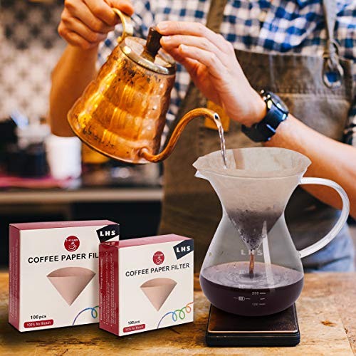 LHS Coffee Paper Filters 100 Count Disposable Cone Coffee Filters Brown