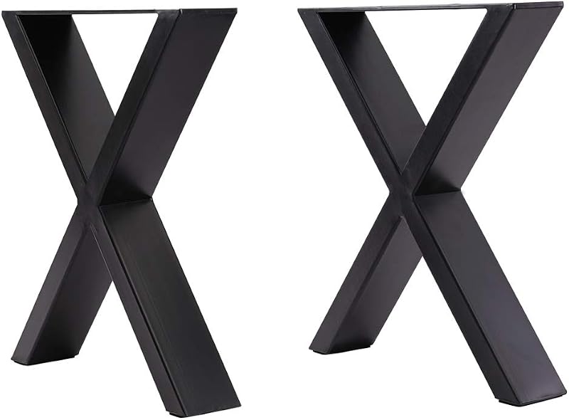INMOZATA Heavy Duty X Furniture Legs Set of 2 Raw Steel Black DIY Coffee Table