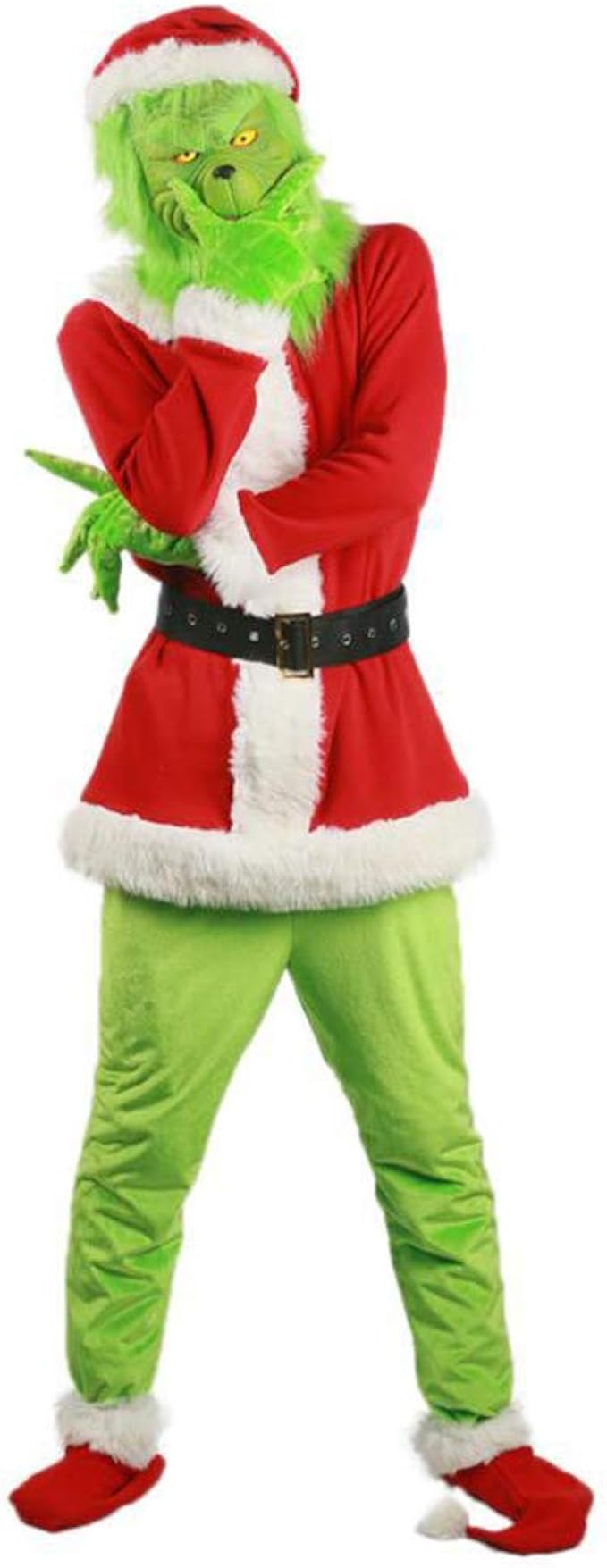 Aiwpstoin Christmas Grinch Santa Costume Deluxe with Mask for Adult