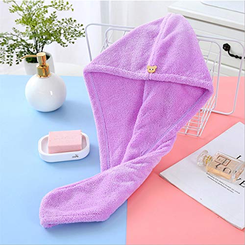 YOHOTA Microfiber Hair Towel with Button for Women, Super Absorbent Quick Dry Hair Turban For Drying ,2 Pack Hair Care… - Image 3