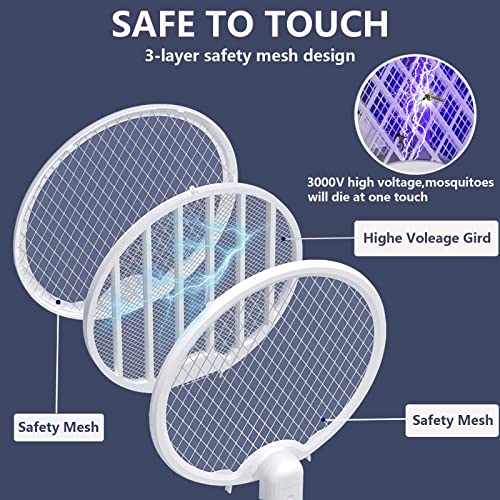 Electric Fly Swatter Racket,2 in 1 Bug Zapper Racket,3000V High Voltage