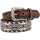 Nocona Men's Floral Tooled Buck Lacing Belt